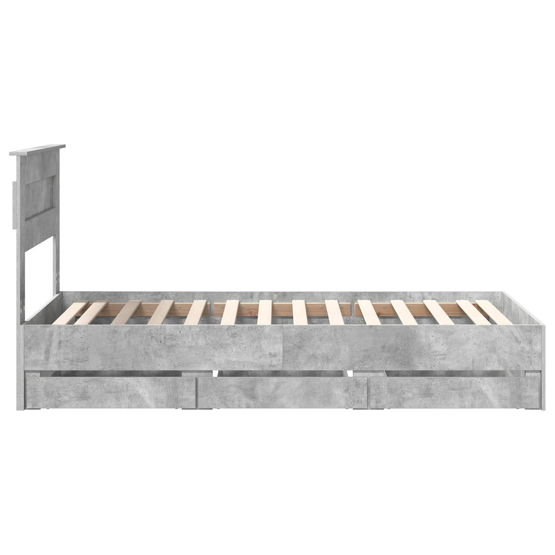 Sengestel med skuffe Beton Grå 90 x 190 cm Ingeniørtræ
