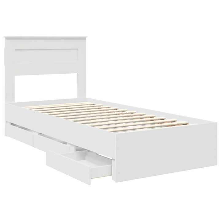 Sengestel med skuffe Hvid 75 x 190 cm Ingeniørtræ