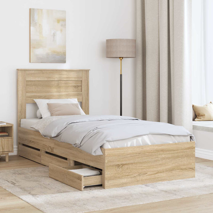 Sengestel med skuffe Sonoma eg 75 x 190 cm Ingeniørtræ