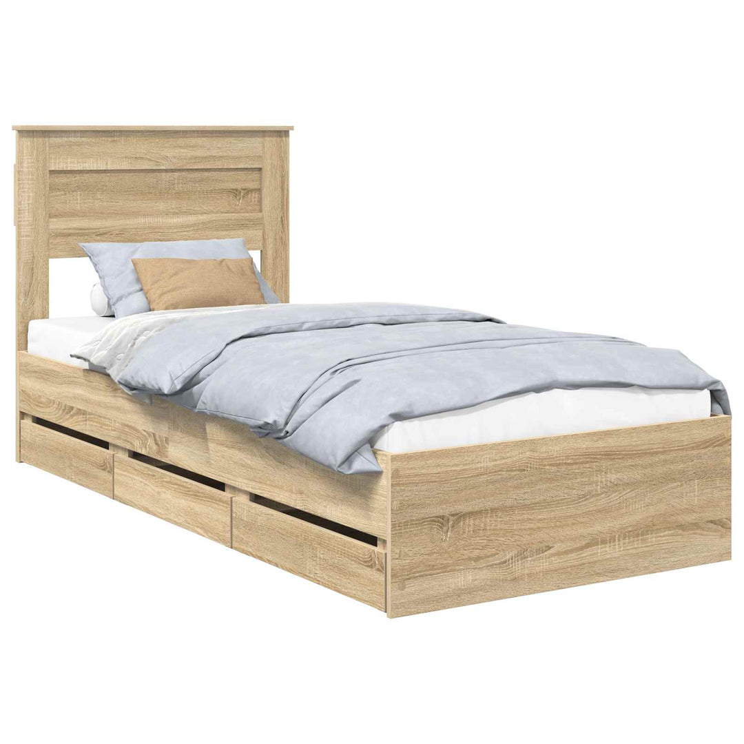 Sengestel med skuffe Sonoma eg 75 x 190 cm Ingeniørtræ