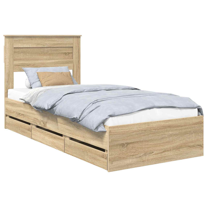 Sengestel med skuffe Sonoma eg 75 x 190 cm Ingeniørtræ