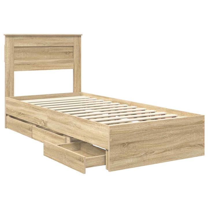 Sengestel med skuffe Sonoma eg 75 x 190 cm Ingeniørtræ