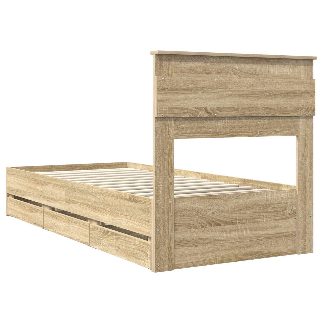 Sengestel med skuffe Sonoma eg 75 x 190 cm Ingeniørtræ