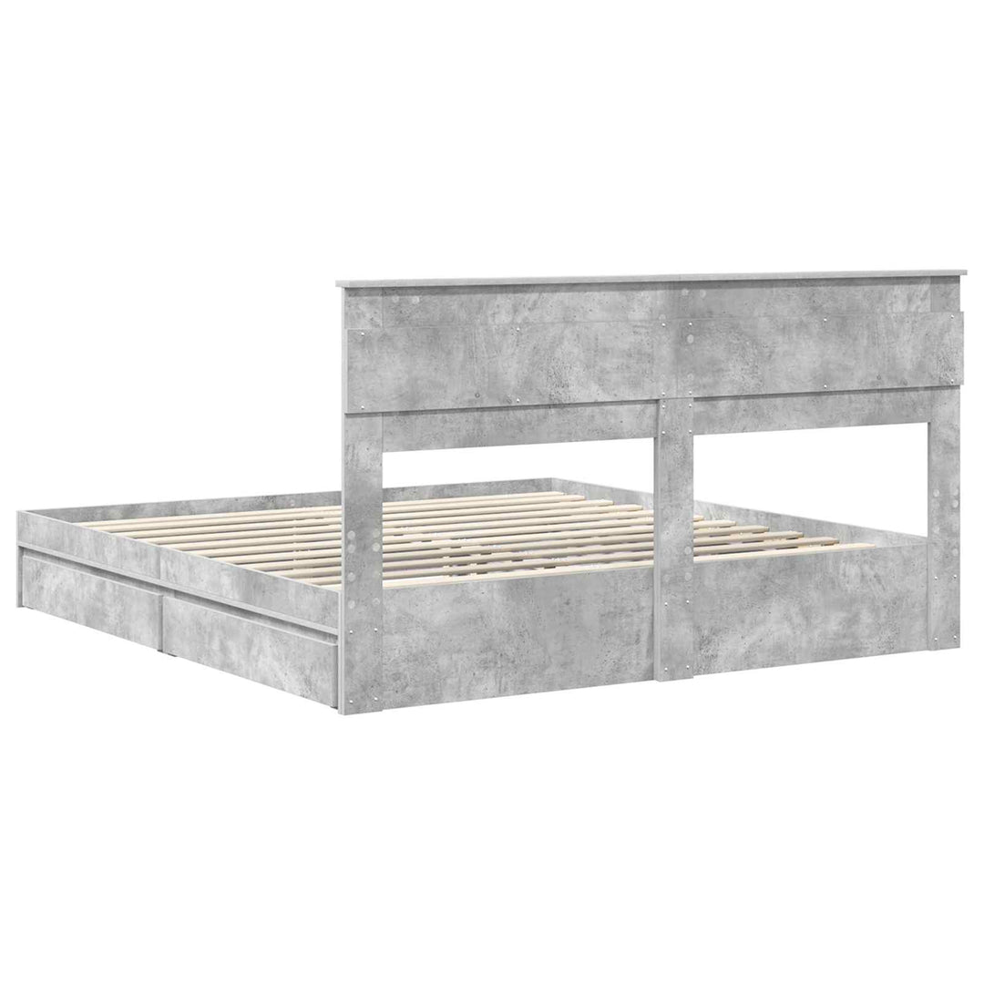 Opbevaringsseng Beton Grå 200 x 200 cm Konstrueret træ