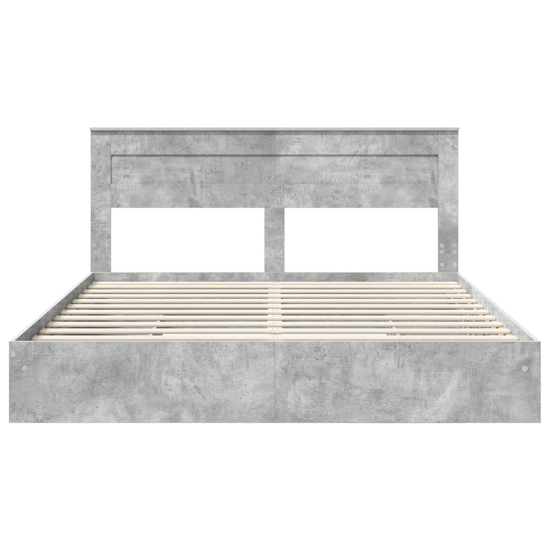 Opbevaringsseng Beton Grå 200 x 200 cm Konstrueret træ