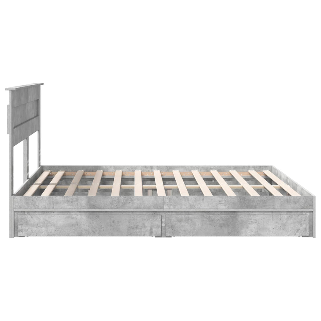 Opbevaringsseng Beton Grå 200 x 200 cm Konstrueret træ