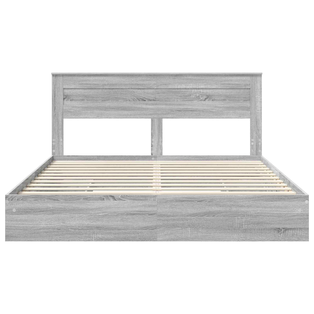Opbevaringsseng Grå Sonoma 200 x 200 cm Konstrueret træ