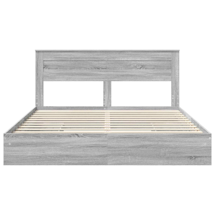 Opbevaringsseng Grå Sonoma 200 x 200 cm Konstrueret træ