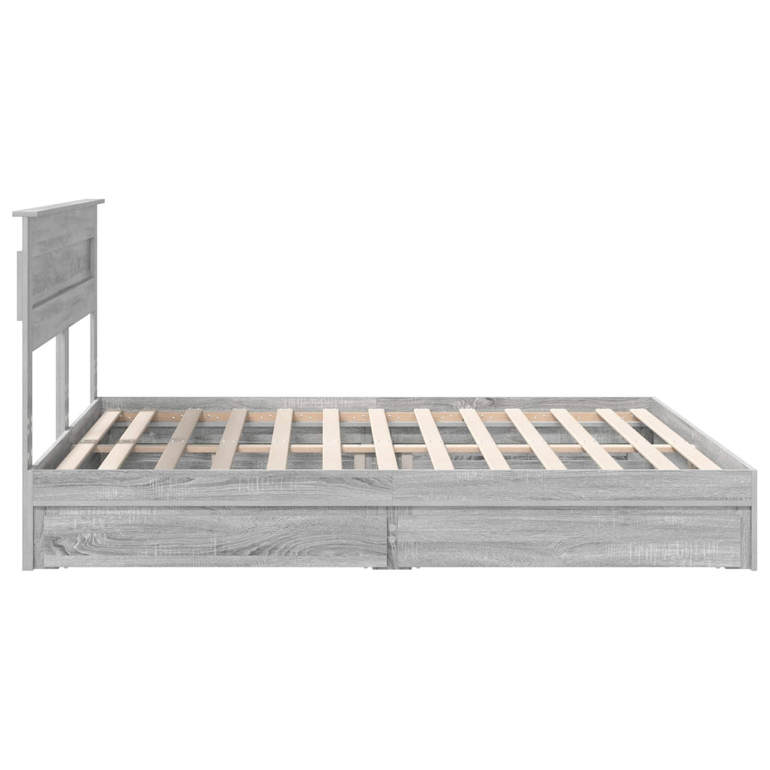 Opbevaringsseng Grå Sonoma 200 x 200 cm Konstrueret træ