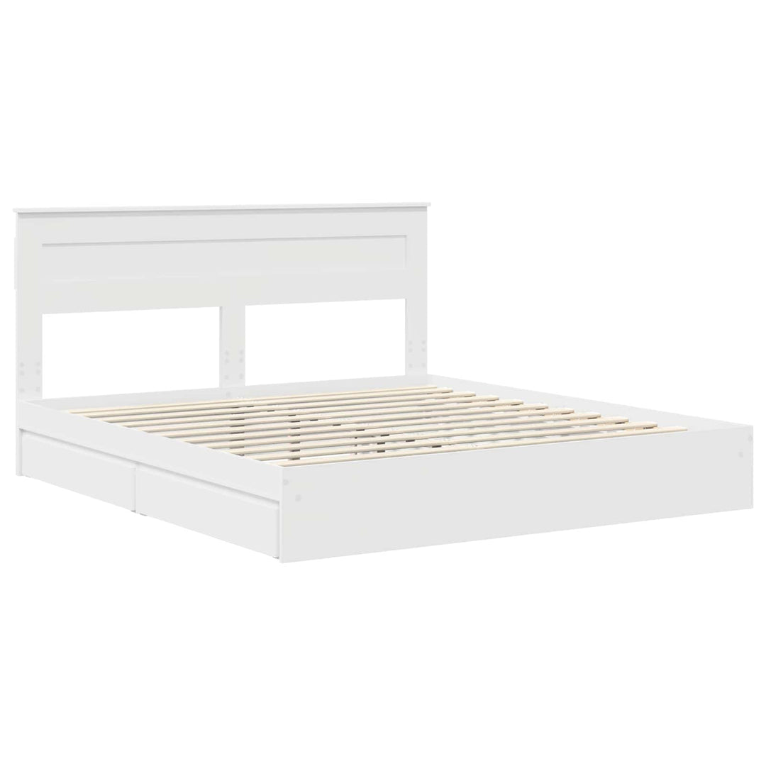 Opbevaringsseng med skuffe Hvid 180 x 200 cm Konstrueret træ