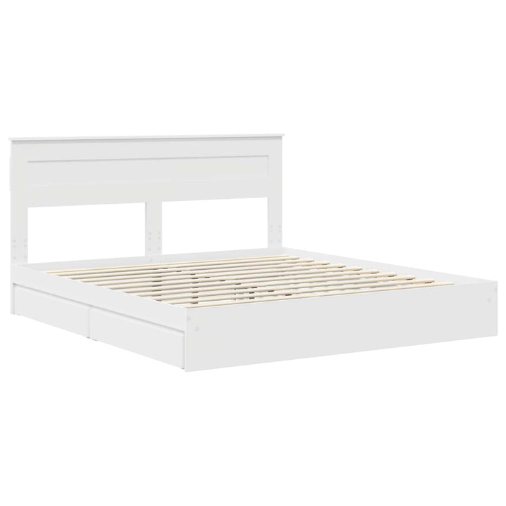Opbevaringsseng med skuffe Hvid 180 x 200 cm Konstrueret træ