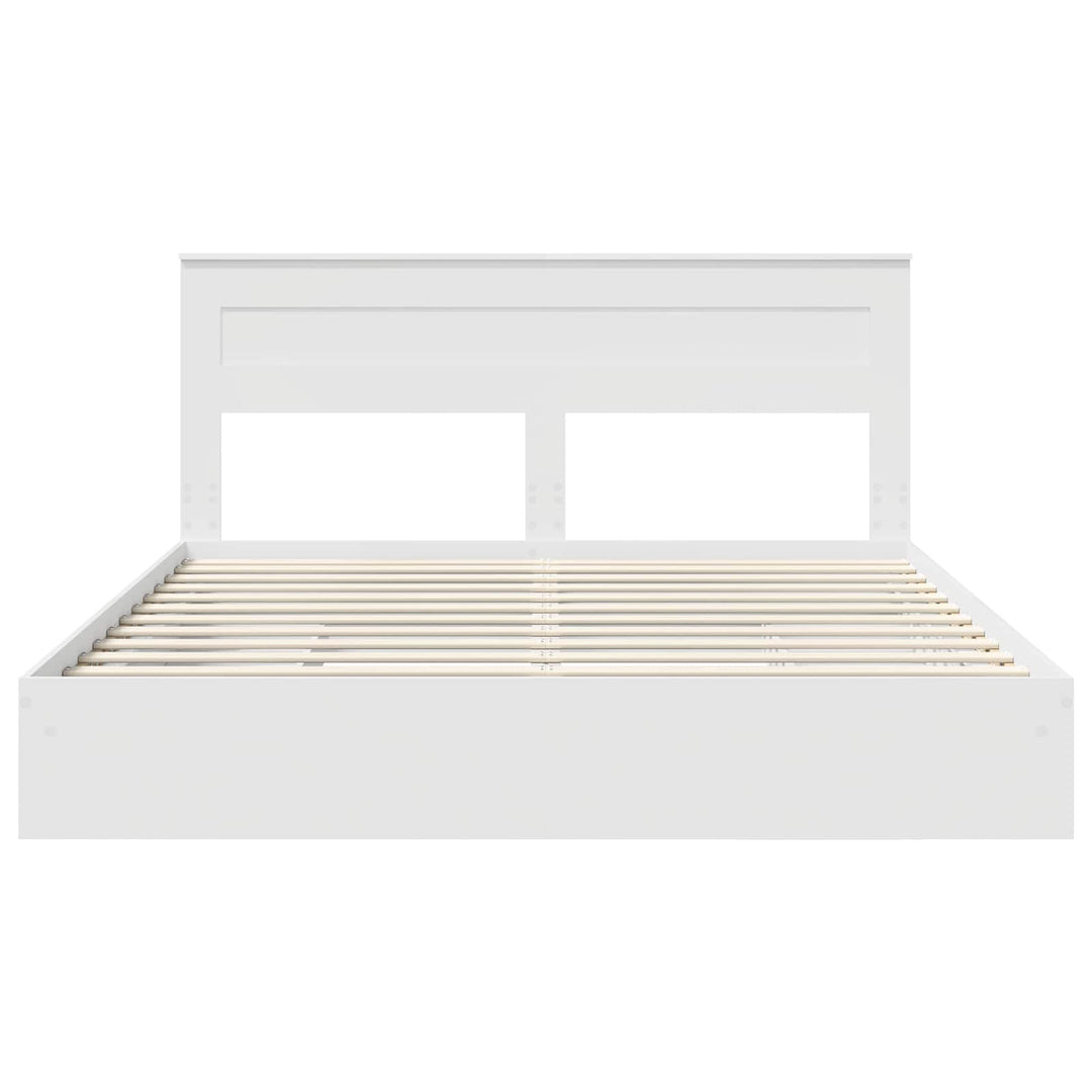 Opbevaringsseng med skuffe Hvid 180 x 200 cm Konstrueret træ