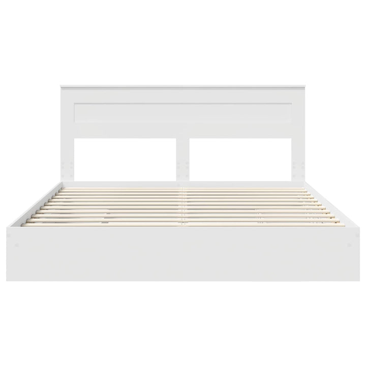 Opbevaringsseng med skuffe Hvid 180 x 200 cm Konstrueret træ
