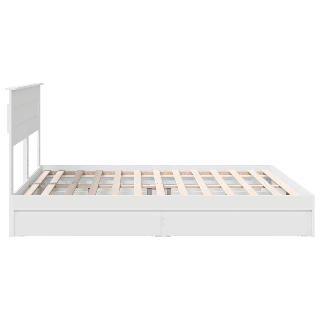 Opbevaringsseng med skuffe Hvid 180 x 200 cm Konstrueret træ