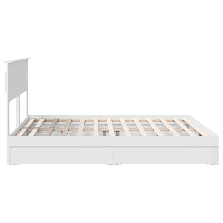 Opbevaringsseng med skuffe Hvid 180 x 200 cm Konstrueret træ