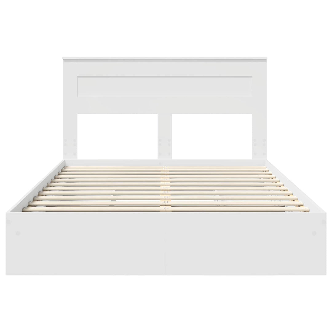 Opbevaringsseng med skuffe Hvid 160 x 200 cm Konstrueret træ
