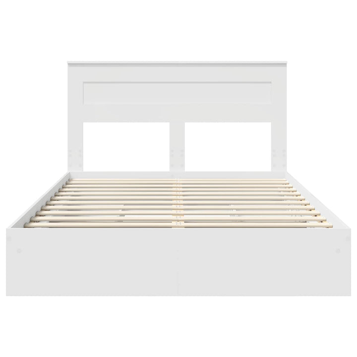 Opbevaringsseng med skuffe Hvid 160 x 200 cm Konstrueret træ
