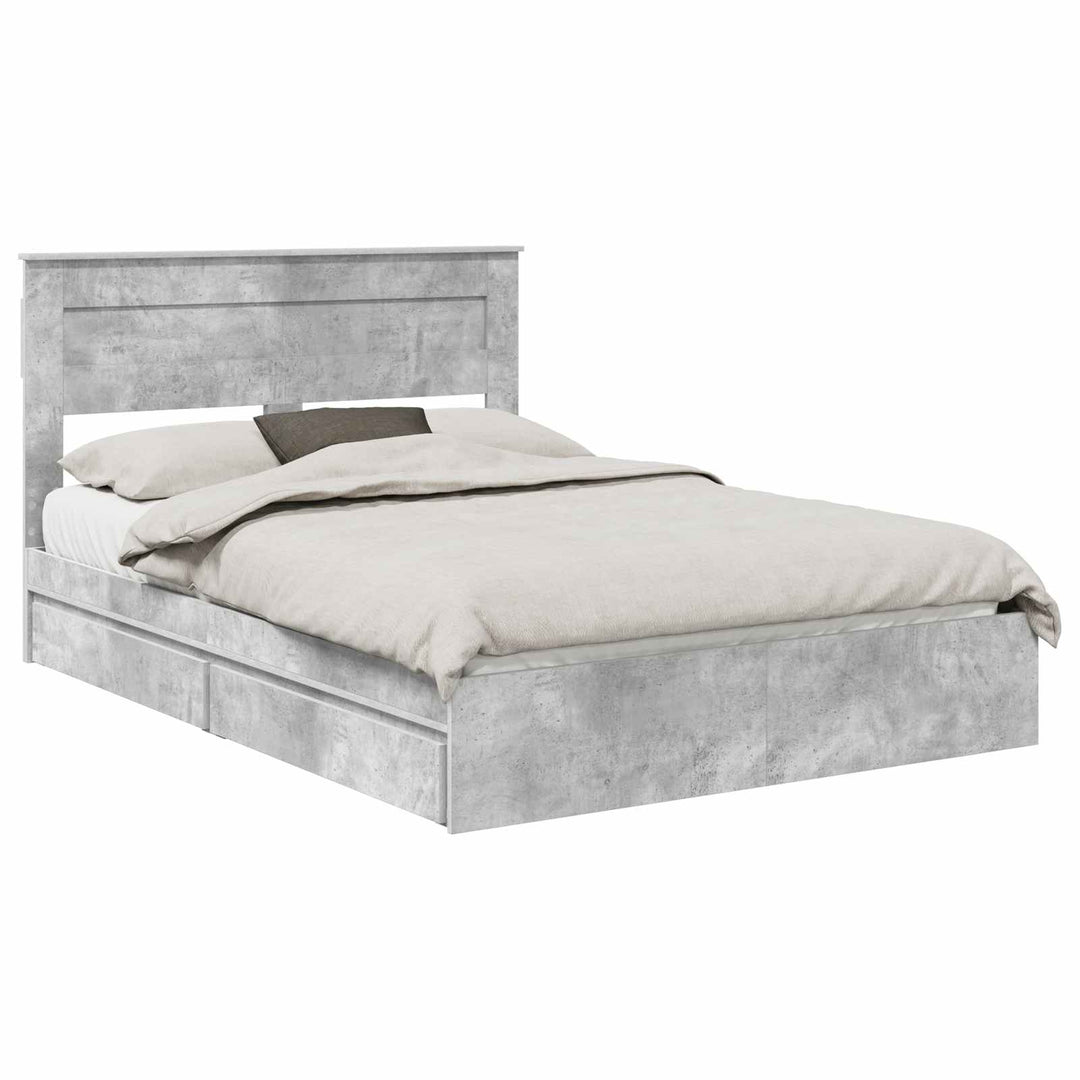 Opbevaringsseng Beton Grå 150 x 200 cm Konstrueret træ