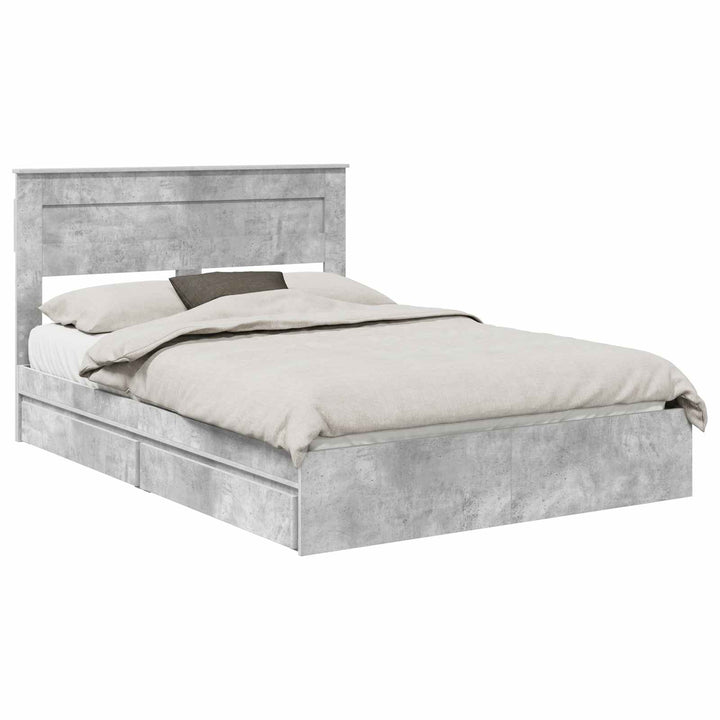 Opbevaringsseng Beton Grå 150 x 200 cm Konstrueret træ