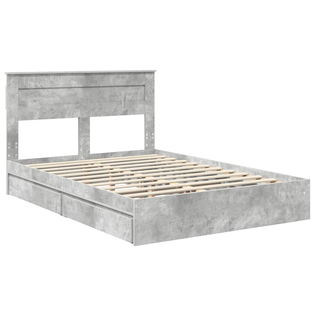 Opbevaringsseng Beton Grå 150 x 200 cm Konstrueret træ