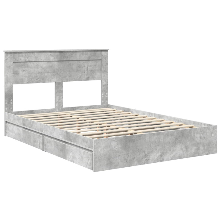 Opbevaringsseng Beton Grå 150 x 200 cm Konstrueret træ