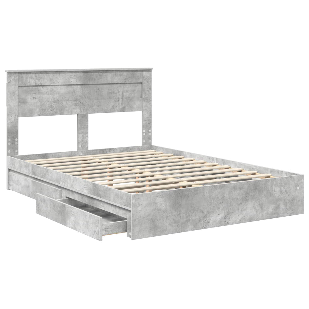 Opbevaringsseng Beton Grå 150 x 200 cm Konstrueret træ