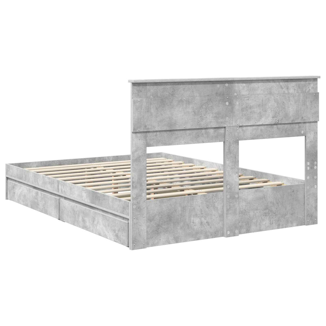 Opbevaringsseng Beton Grå 150 x 200 cm Konstrueret træ