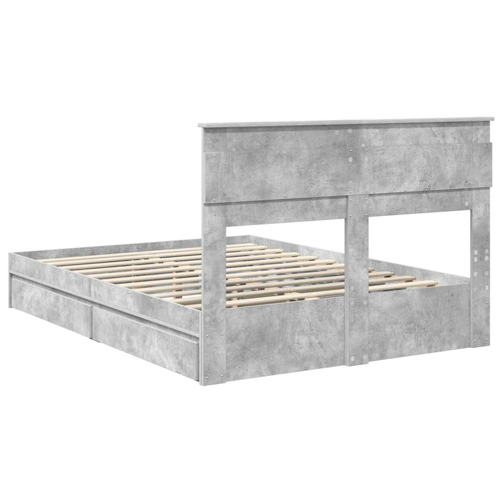 Opbevaringsseng Beton Grå 150 x 200 cm Konstrueret træ