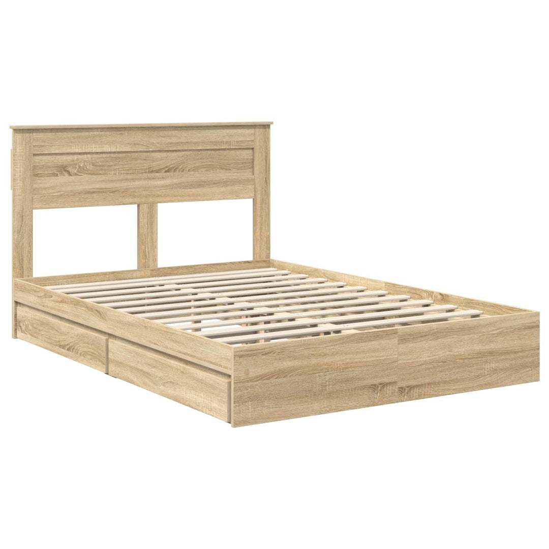 Opbevaringsseng Sonoma eg 140 x 190 cm Konstrueret træ