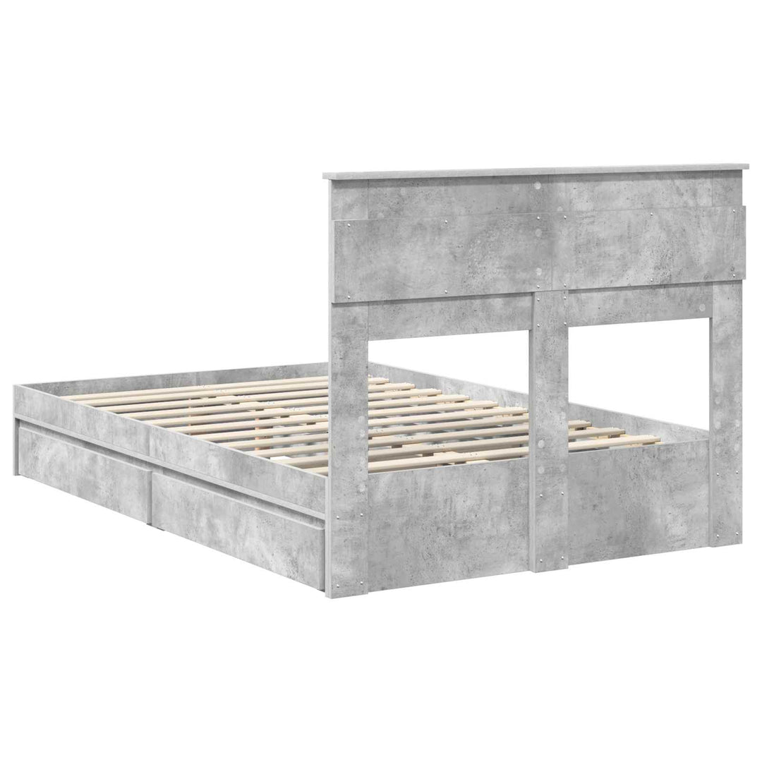 Opbevaringsseng Beton Grå 135 x 190 cm Konstrueret træ