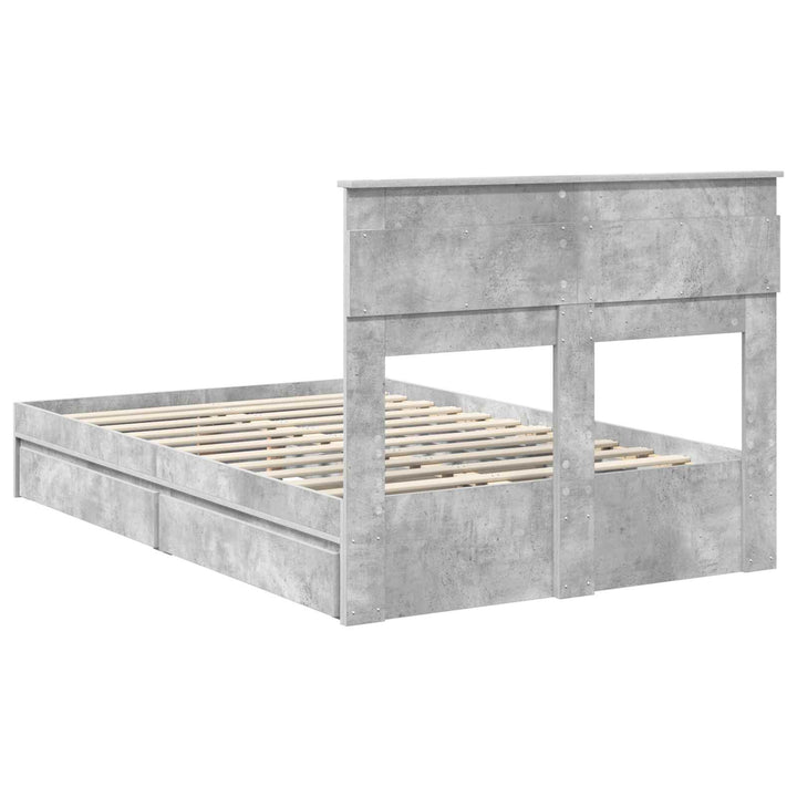 Opbevaringsseng Beton Grå 135 x 190 cm Konstrueret træ