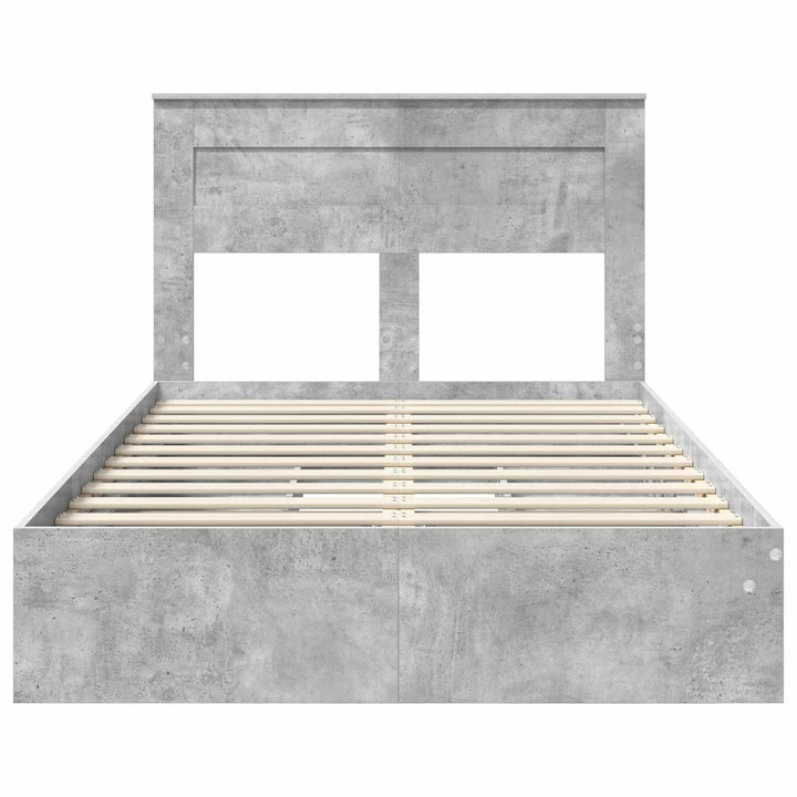 Opbevaringsseng Beton Grå 135 x 190 cm Konstrueret træ