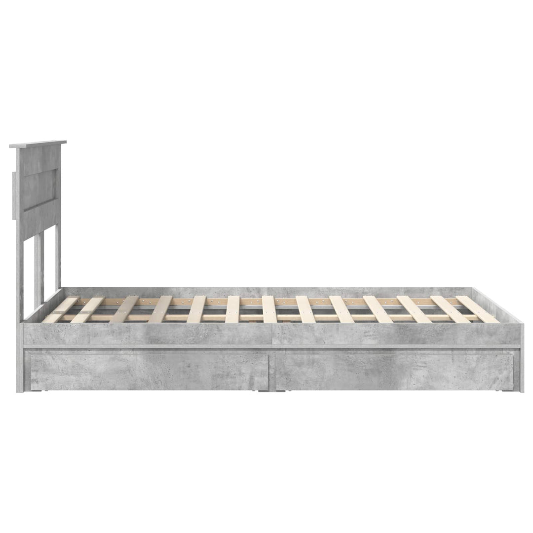 Opbevaringsseng Beton Grå 135 x 190 cm Konstrueret træ