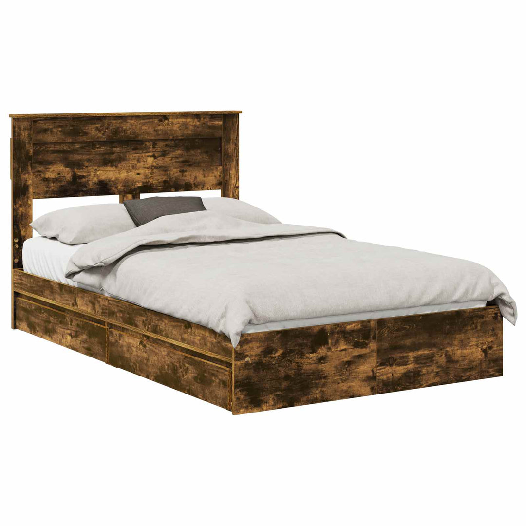 Opbevaringsseng Røget eg 135 x 190 cm Konstrueret træ