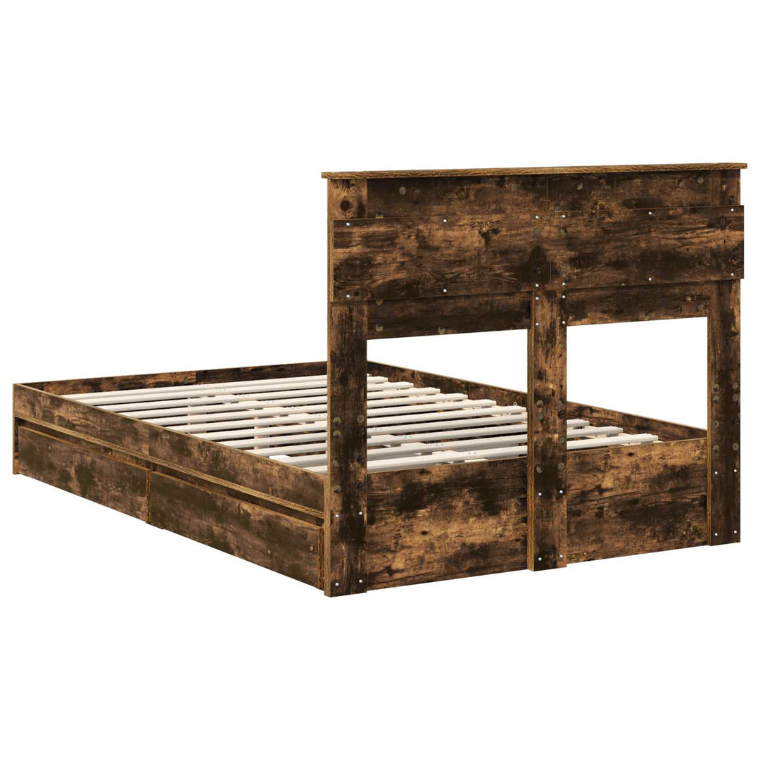 Opbevaringsseng Røget eg 135 x 190 cm Konstrueret træ