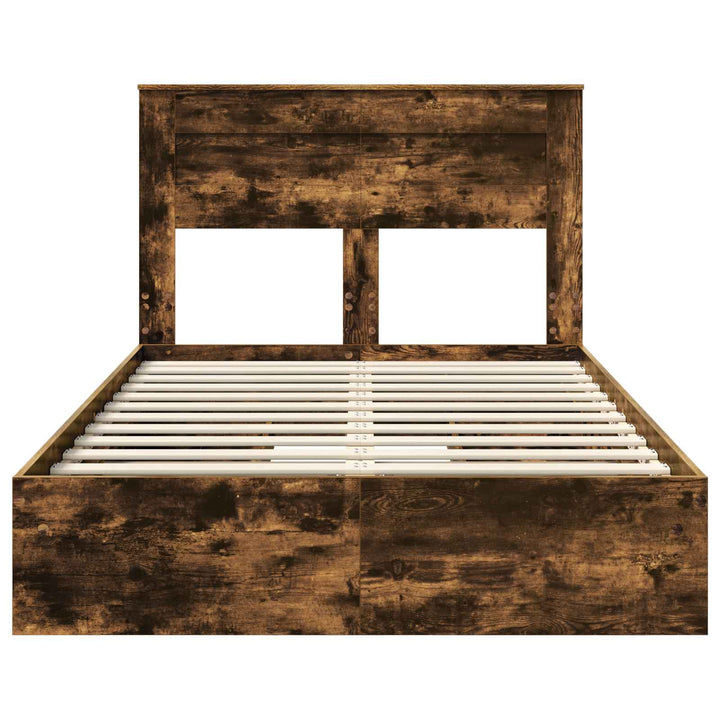 Opbevaringsseng Røget eg 135 x 190 cm Konstrueret træ
