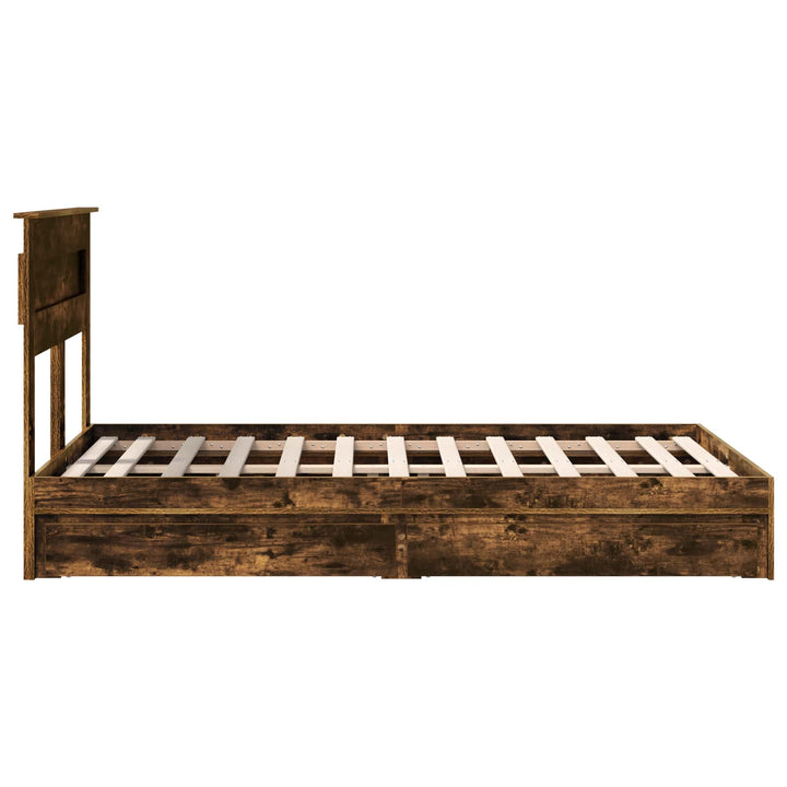 Opbevaringsseng Røget eg 135 x 190 cm Konstrueret træ