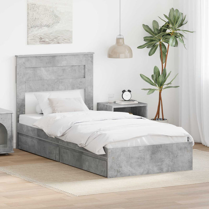 Opbevaringsseng Beton Grå 90 x 190 cm Konstrueret træ