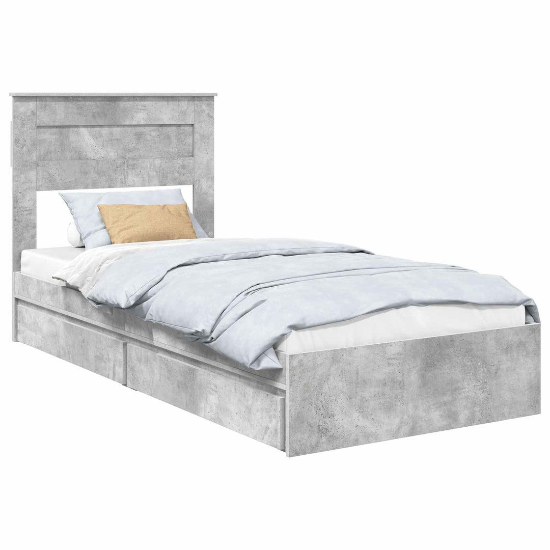 Opbevaringsseng Beton Grå 90 x 190 cm Konstrueret træ