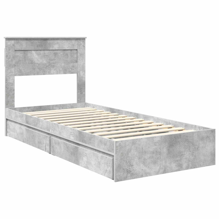 Opbevaringsseng Beton Grå 90 x 190 cm Konstrueret træ