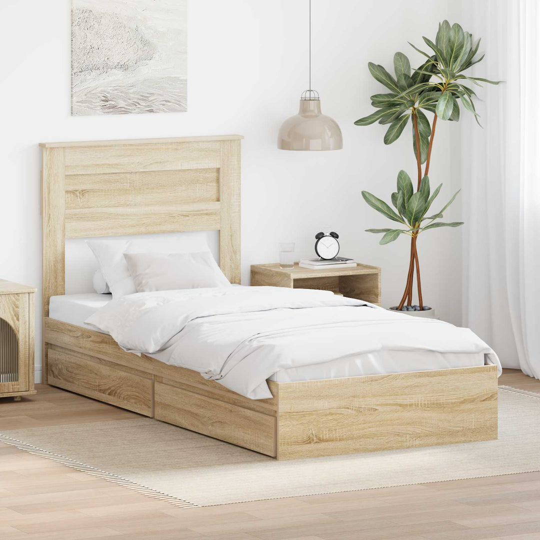 Opbevaringsseng Sonoma eg 75 x 190 cm Konstrueret træ