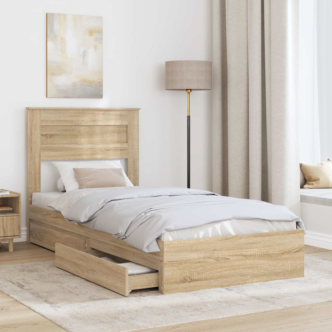 Opbevaringsseng Sonoma eg 75 x 190 cm Konstrueret træ