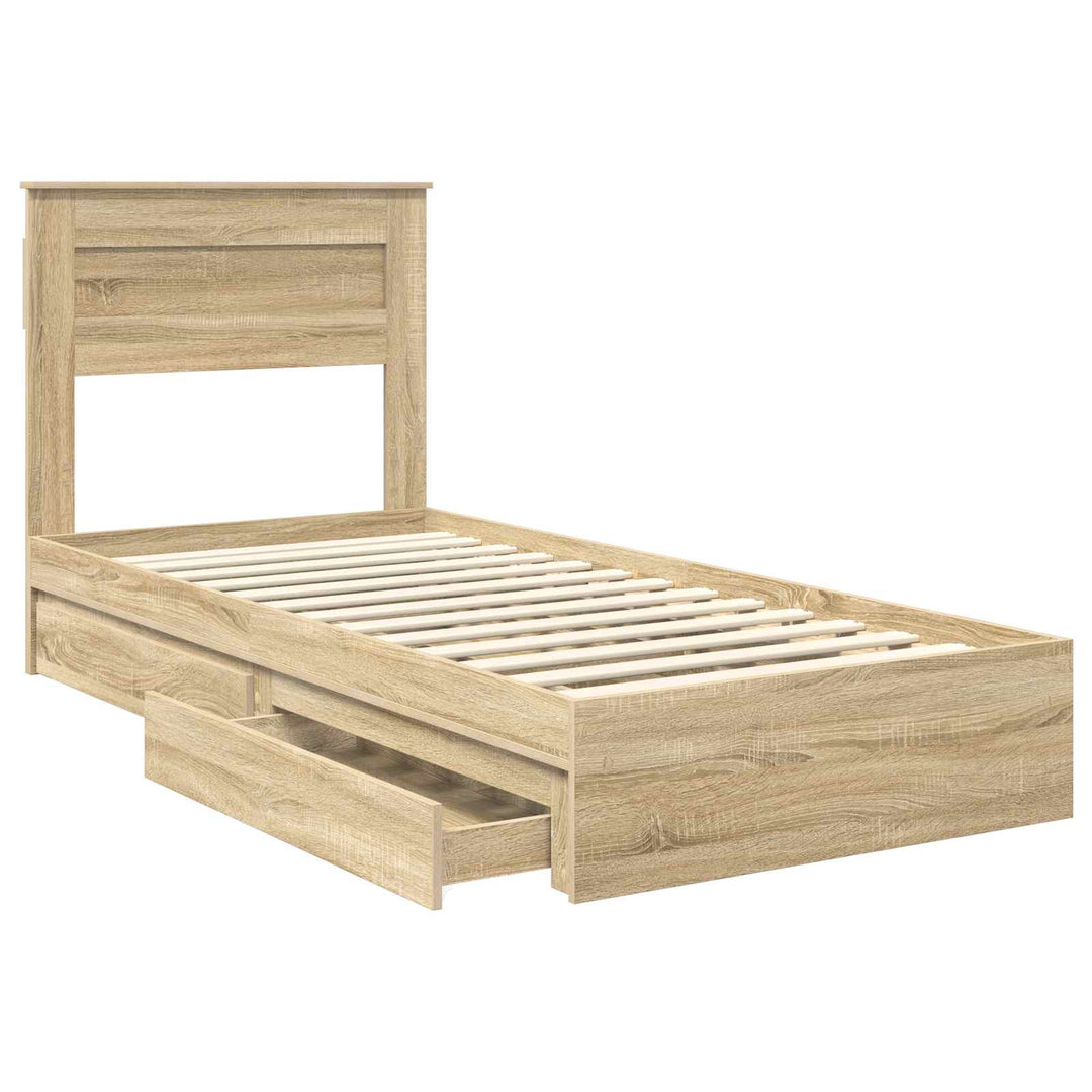Opbevaringsseng Sonoma eg 75 x 190 cm Konstrueret træ