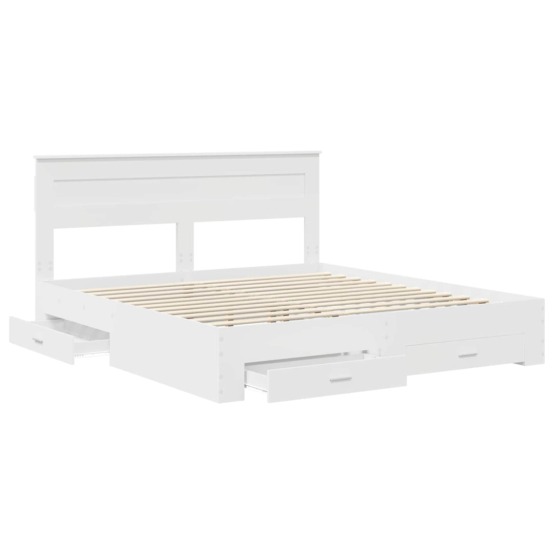 Sengestel med hovedgærde Hvid 180 x 200 cm Konstrueret træ