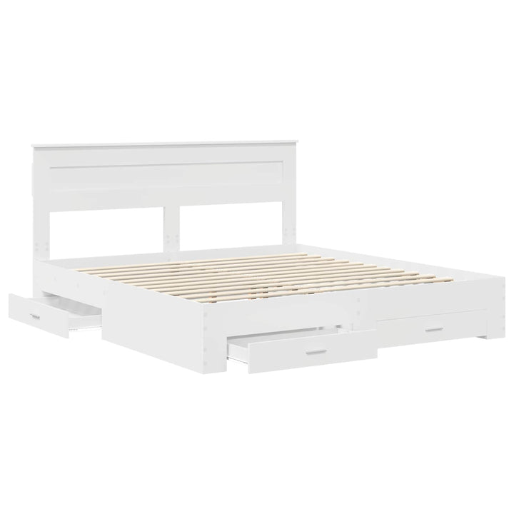 Sengestel med hovedgærde Hvid 180 x 200 cm Konstrueret træ