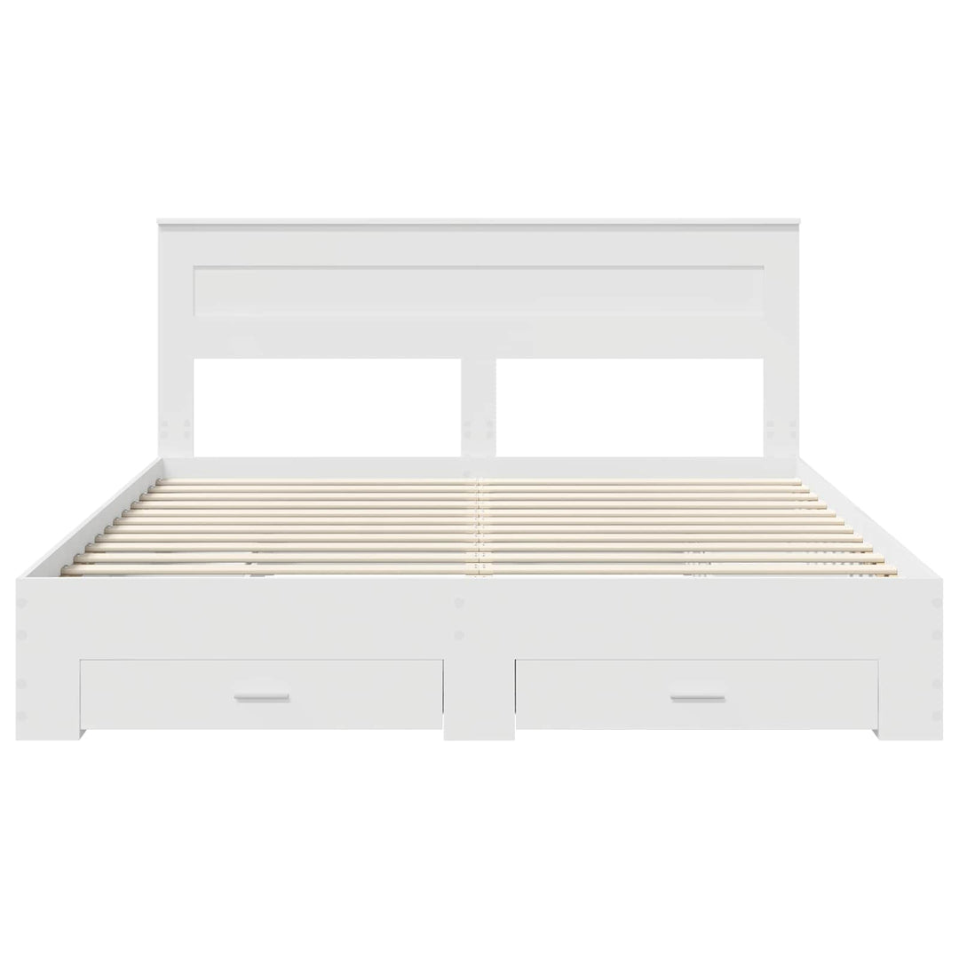 Sengestel med hovedgærde Hvid 180 x 200 cm Konstrueret træ
