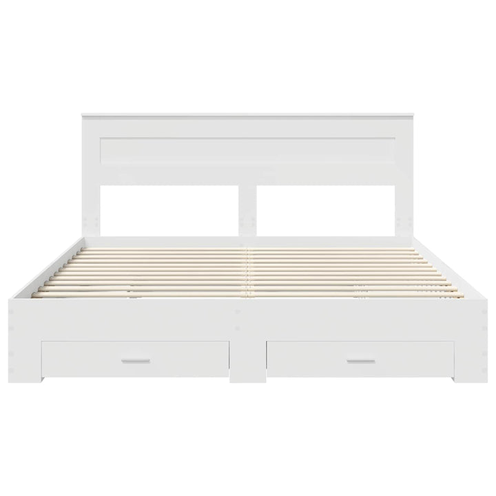Sengestel med hovedgærde Hvid 180 x 200 cm Konstrueret træ