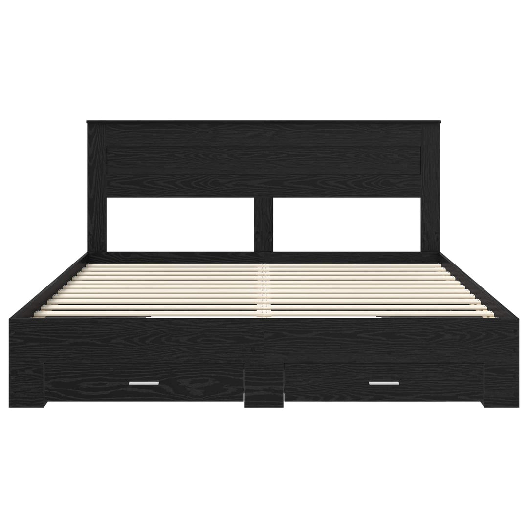 Sengestel med hovedgærde Sort eg 180 x 200 cm Konstrueret træ