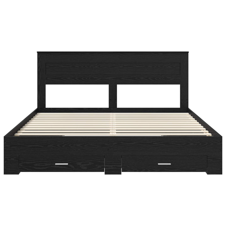 Sengestel med hovedgærde Sort eg 180 x 200 cm Konstrueret træ