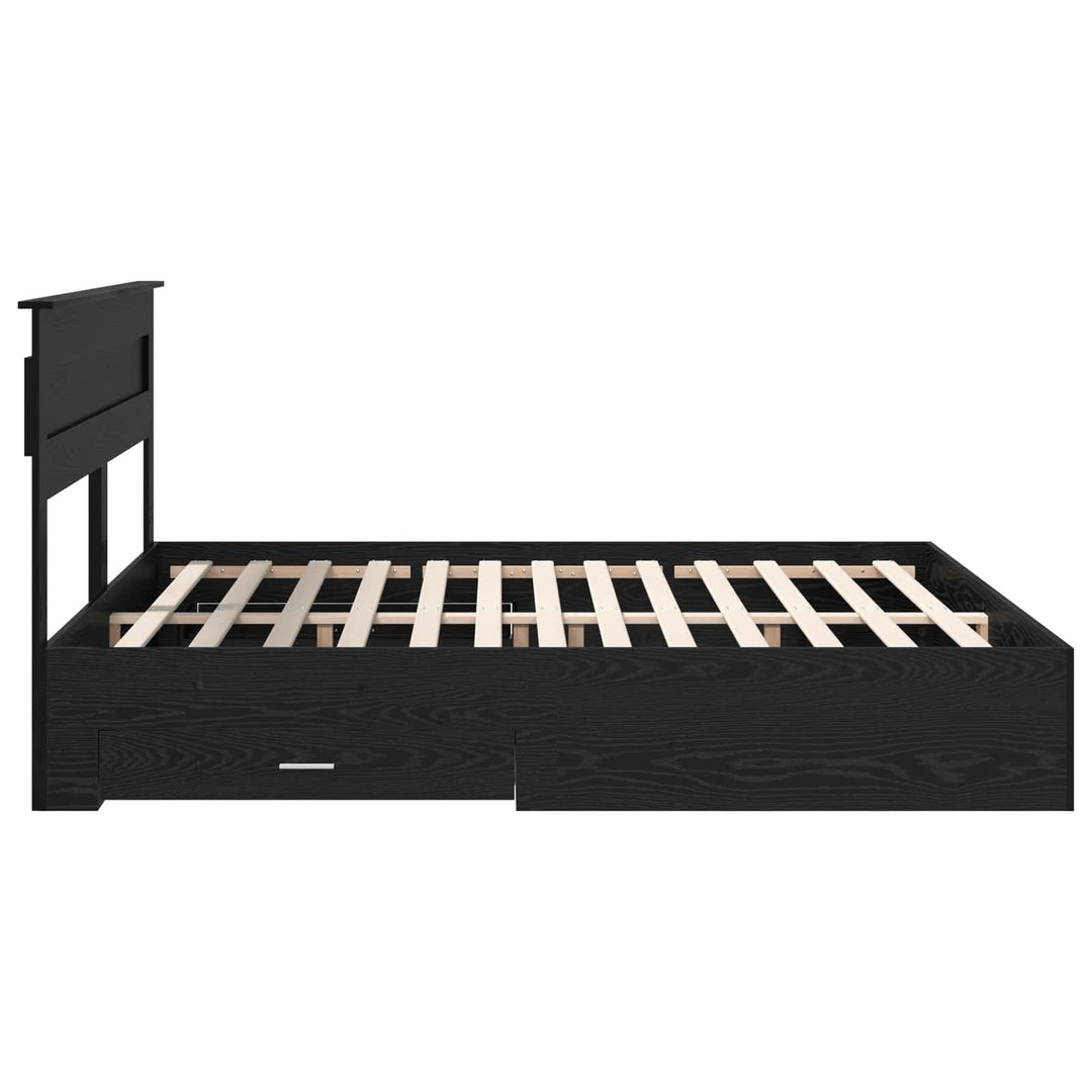 Sengestel med hovedgærde Sort eg 180 x 200 cm Konstrueret træ